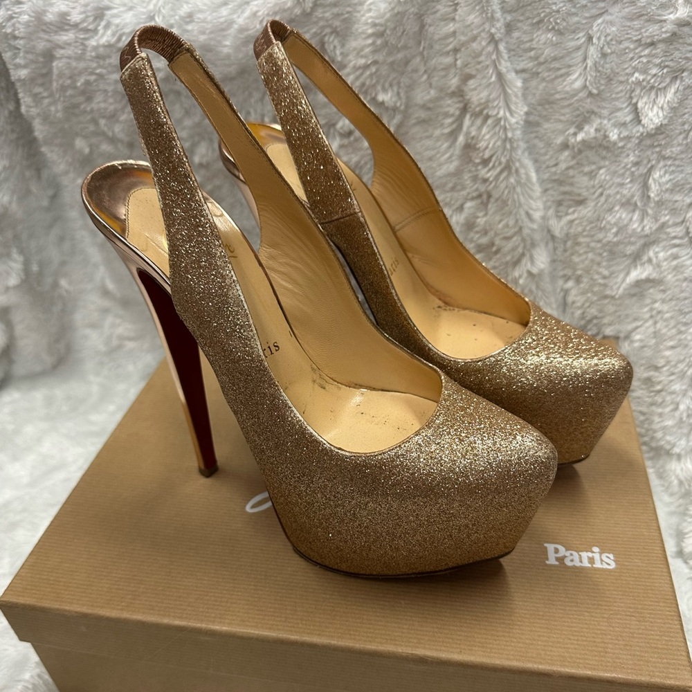 Christian Louboutin platform, glitter pumps